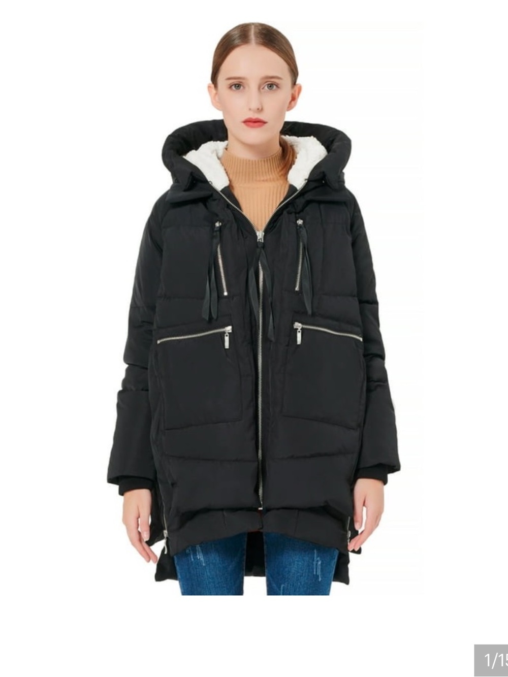 Orolay Women's Winter Coat Warm Thickened Puffer Down Jacket Black Size L